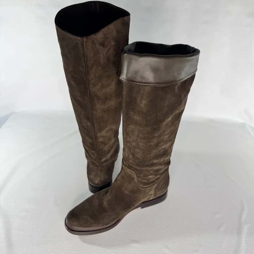 Vince Carleigh Suede Knee-High Riding Boots, Dark Brown